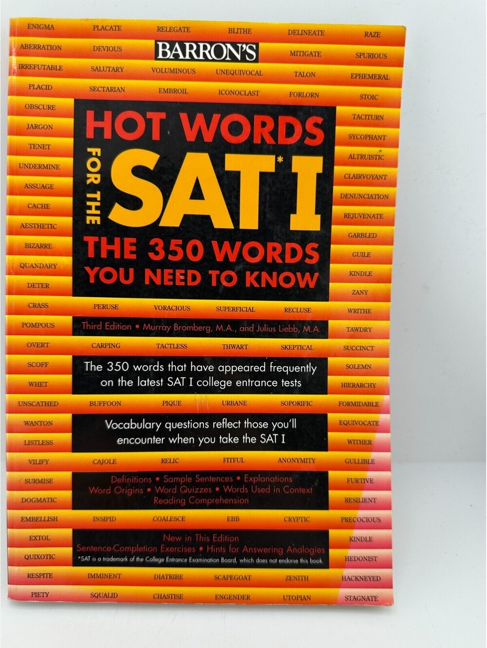 Barron’s Hot Words for SAT I 3rd Ed Bromberg Lieb Vocabulary Prep PB